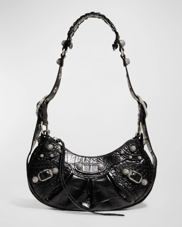 Сумка Balenciaga Le Cagole XS Croc-Embossed Shoulder Bag Black
