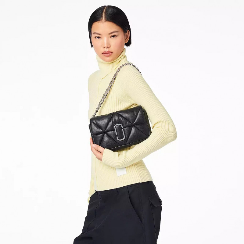 The Puffy Diamond Quilted J Marc Shoulder Bag Black
