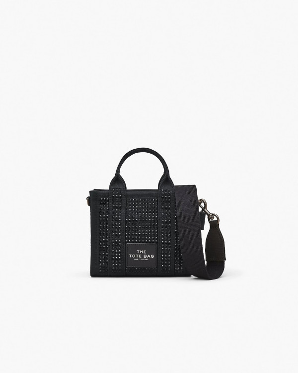 Marc Jacobs The Crystal Canvas Tote Bag Black — чорна сумка міні тоут з кристалами