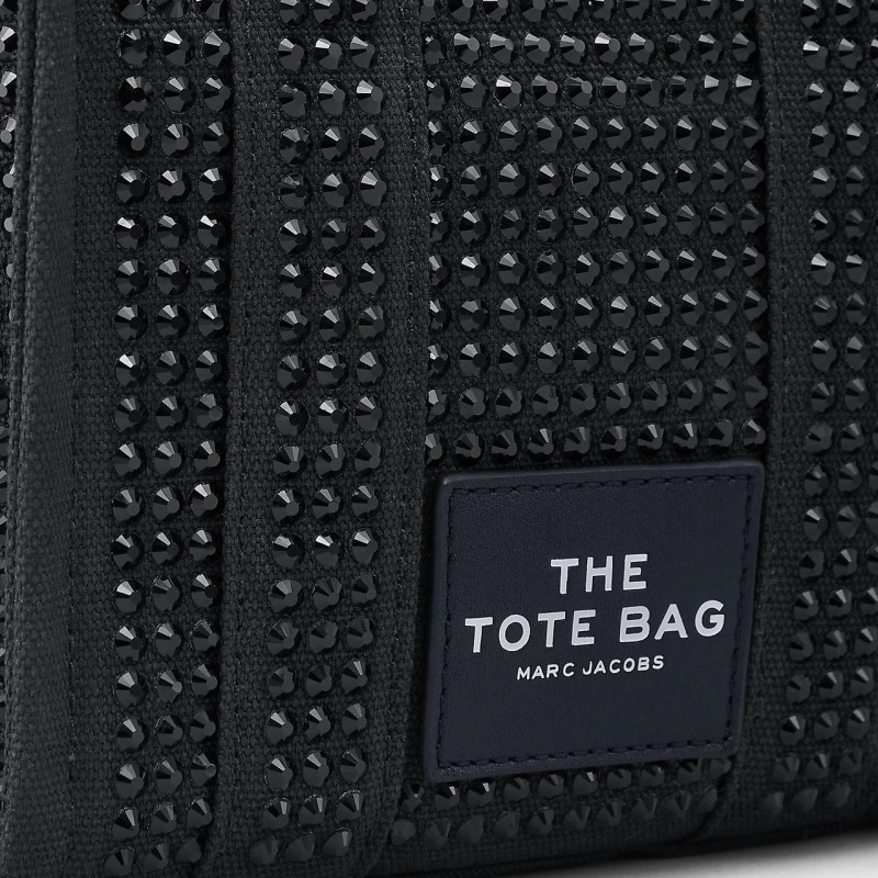 Marc Jacobs The Crystal Canvas Tote Bag Black — чорна сумка міні тоут з кристалами