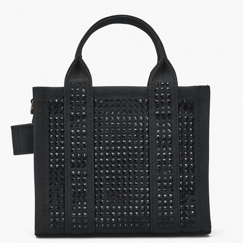 Marc Jacobs The Crystal Canvas Tote Bag Black — чорна сумка міні тоут з кристалами