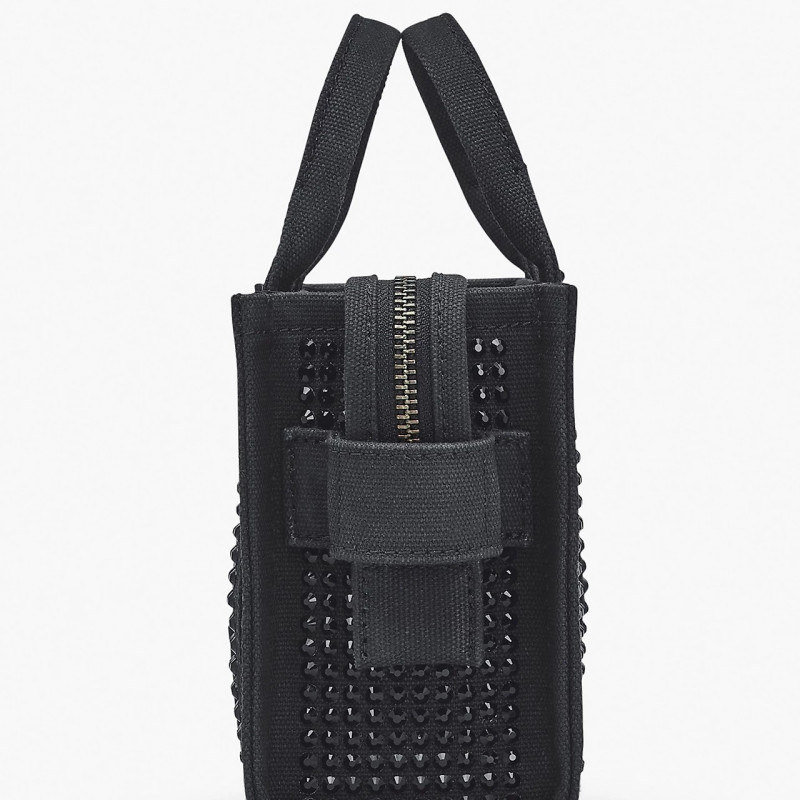Marc Jacobs The Crystal Canvas Tote Bag Black — чорна сумка міні тоут з кристалами