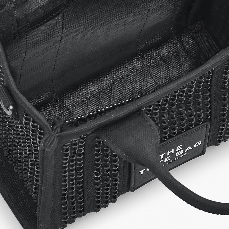 Marc Jacobs The Crystal Canvas Tote Bag Black — чорна сумка міні тоут з кристалами