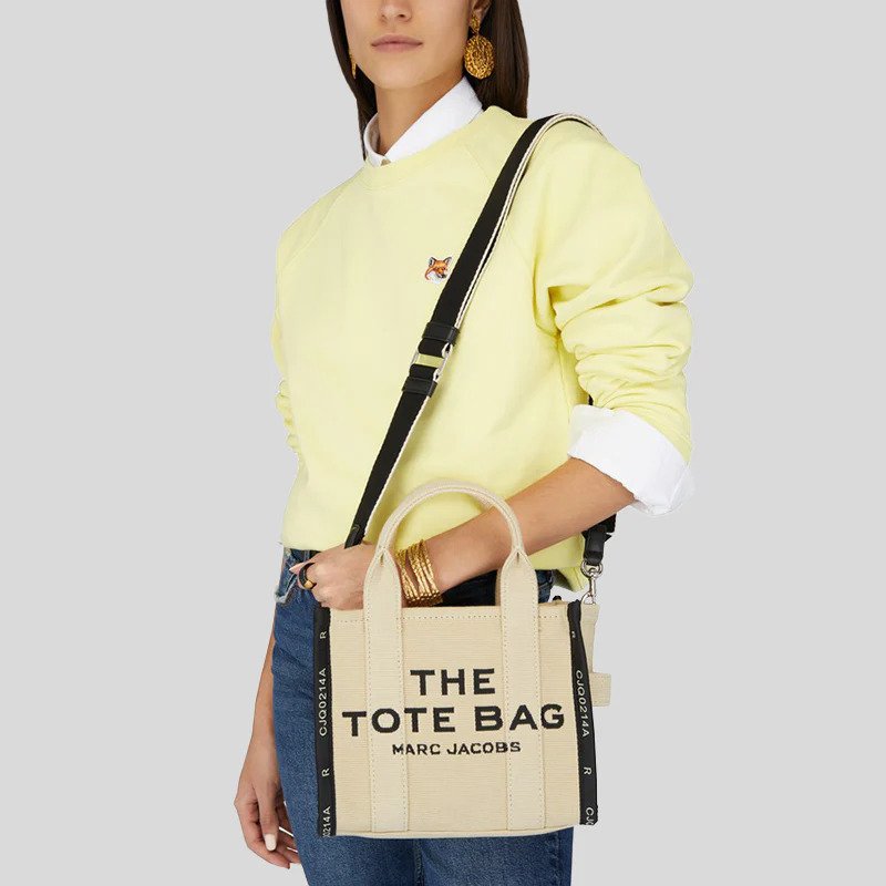 Жаккардова сумка Marc Jacobs The Jacquard Small Tote Bag Warm Sand
