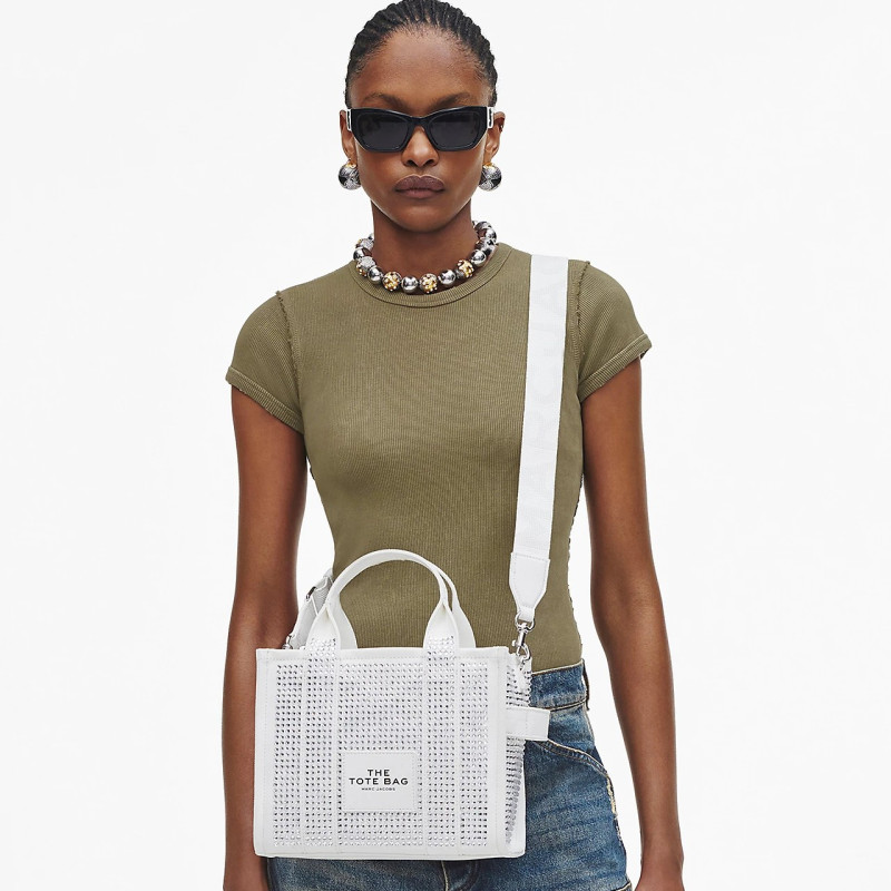 Сумка-тоут Marc Jacobs Crystal Canvas Tote Bag у кольорі White Crystal з камінням